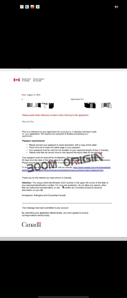 恭喜會(huì)計(jì)小(xiǎo)姐(jiě)姐(jiě)加拿(ná)大(dà)工(gōng)簽下(xià)貼簽信